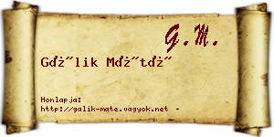 Gálik Máté névjegykártya