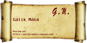 Gálik Máté névjegykártya